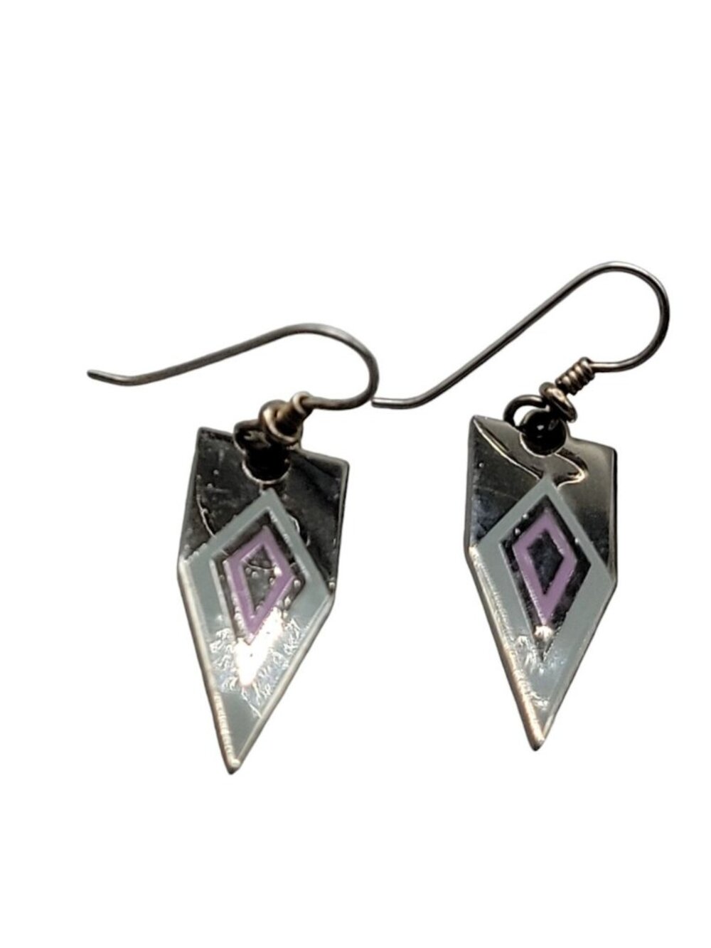 Laurel Burch Naomi Dangling Hook Earrings Enamel Pointed Earrings Vintage - Picture 1 of 11